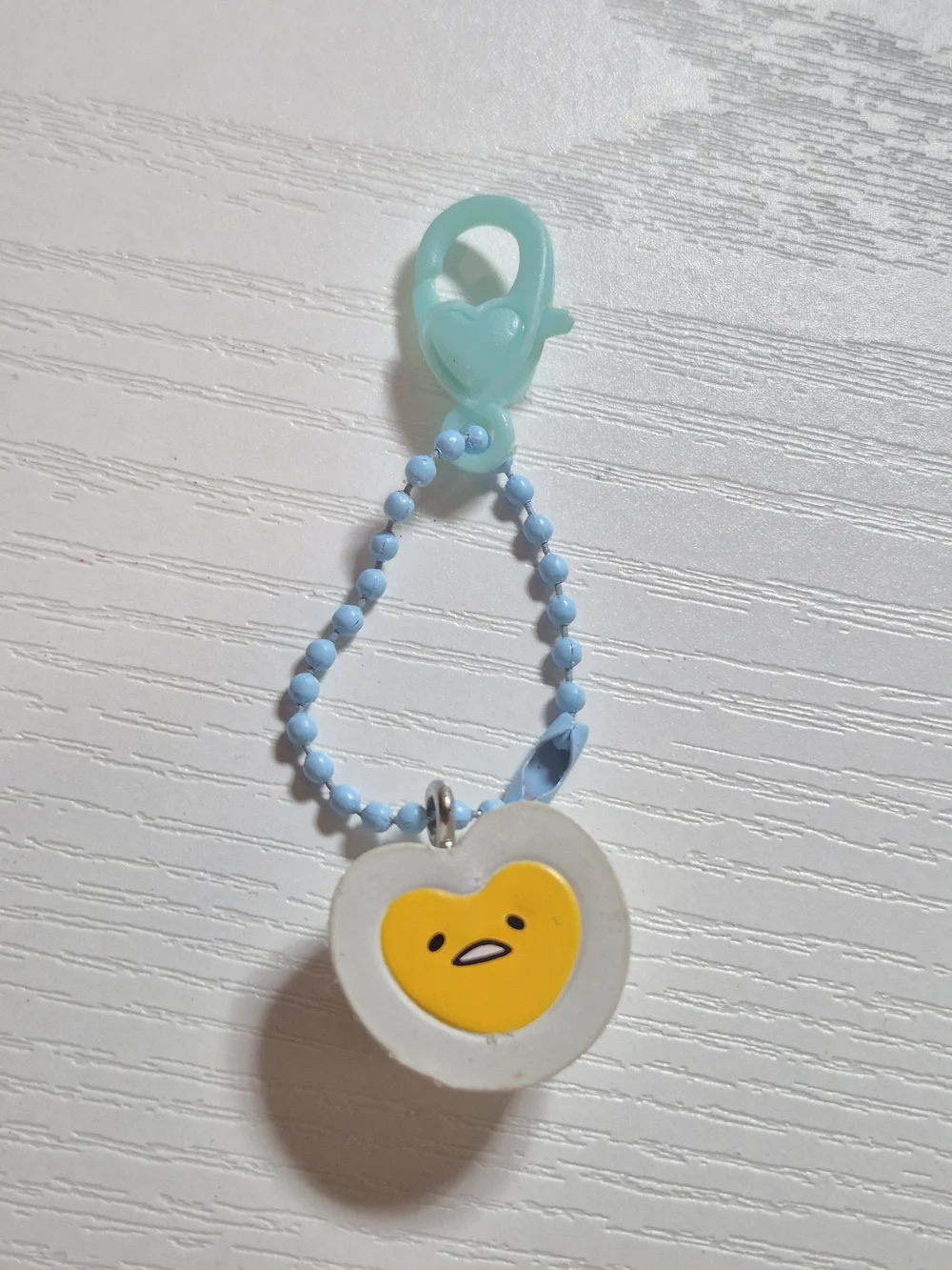 Blue Gudetama Egg Character Keychain Beaded Chain Zipper Charm Bag Purse Car Key
